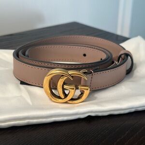 Gucci Marmont Belt in Dusty Pink